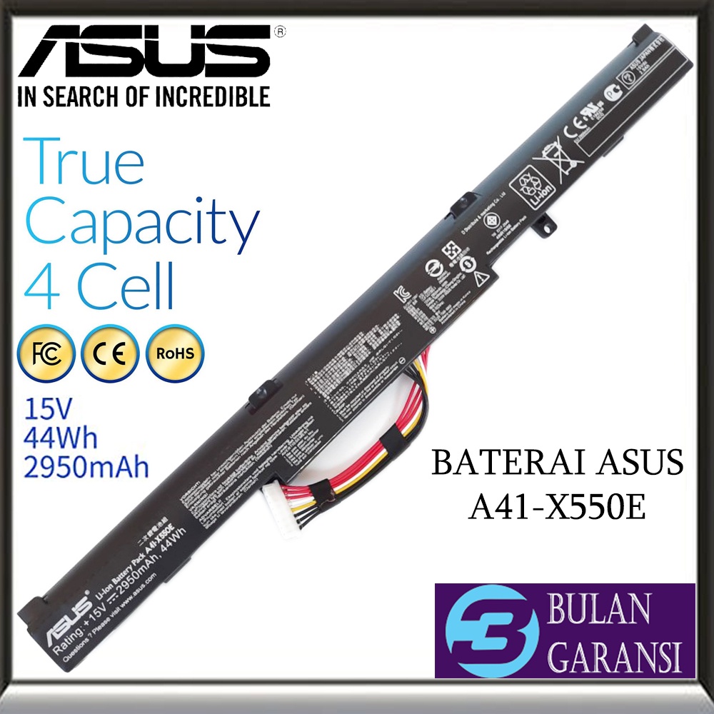 Baterai Batre Laptop Original Asus A41-X550E X550 X550E X550D X550DP X550Z X550ZA X550ZE X450 X450E X450J X450JB X450JF X450JN F550 F550D F550DP K550 K550E K550D K550DP