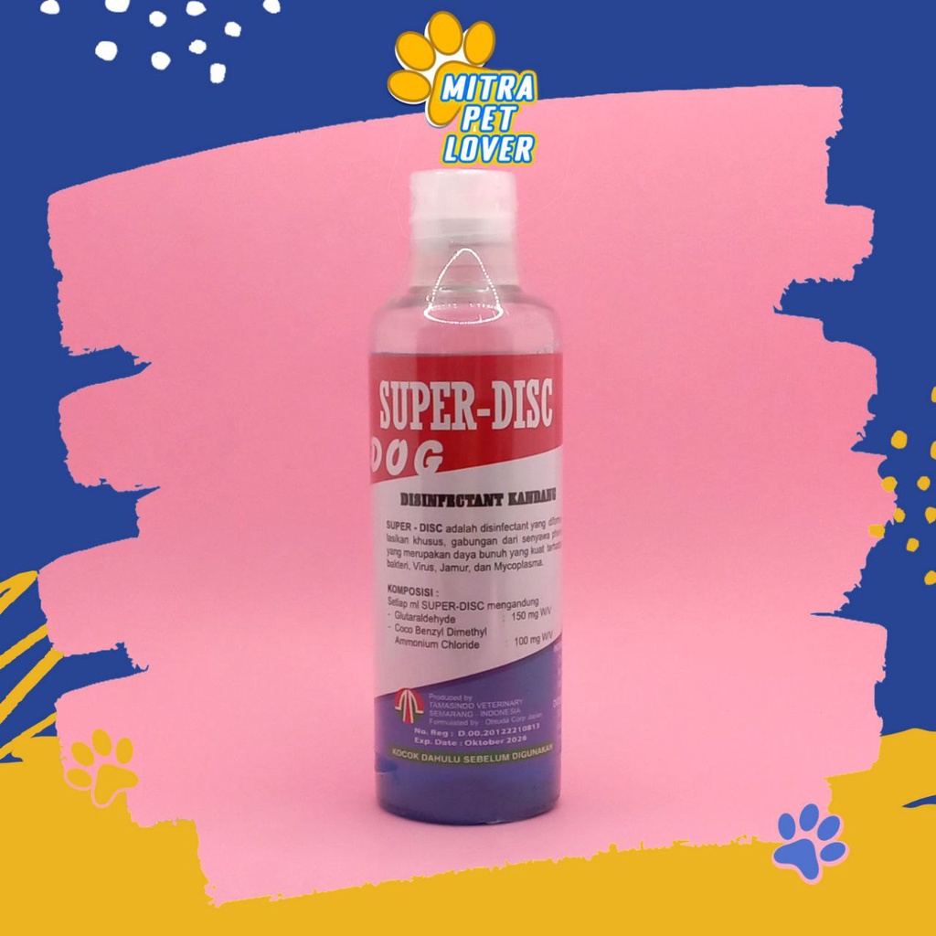 DISINFEKTAN KANDANG ANJING - SUPER DISC DOG 250 ML ORIGINAL - SUPER-DISC / SUPERDISC PERLENGKAPAN UNTUK MEMBERSIHKAN KANDANG DOGY PUPPY BERSIH AMAN PET ANIMAL HEALTHCARE AND VETERINARY TAMASINDO OBAT DAN VITAMIN HEWAN BINATANG PELIHARAAN MITRAPETLOVER