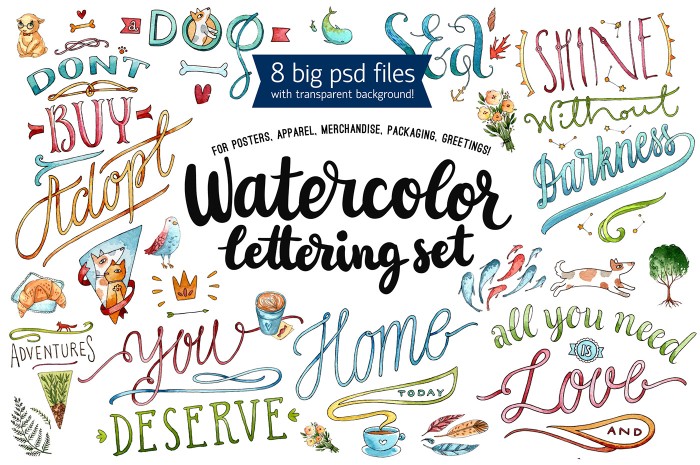 Water Color Lettering Set - Photoshop