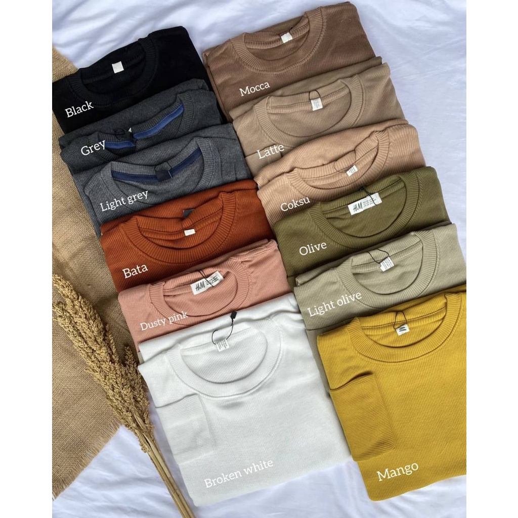kaos Polos RIB Lengan Panjang | Rib Premium Lengan panjang Polos / Kaos Rib Wanita
