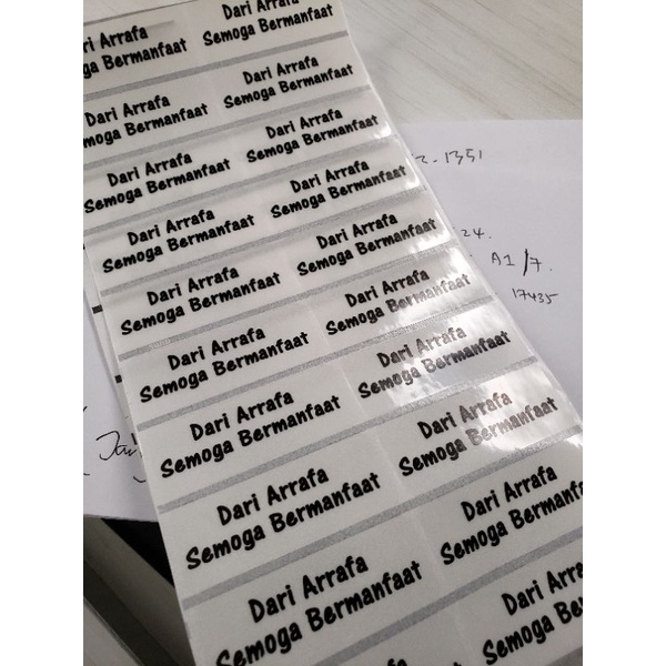 

Stiker Label Nama Name Sticker Transparant Transparan Bening Waterproof Anti Air