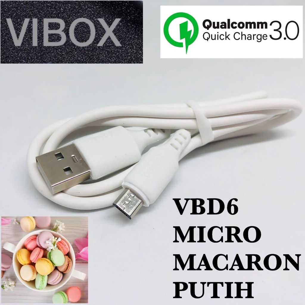 Kabel Data VIBOX MACARON Micro USB VBD6 Fast Charging 3.0A Metalic Finishing 1 Meter Data cabel Fast Charging