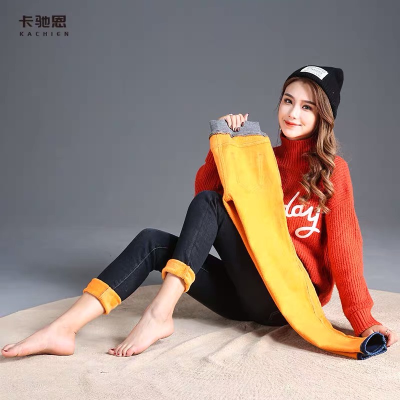 Celana jeans wanita velvet untuk musim dinginWinter thermal pants