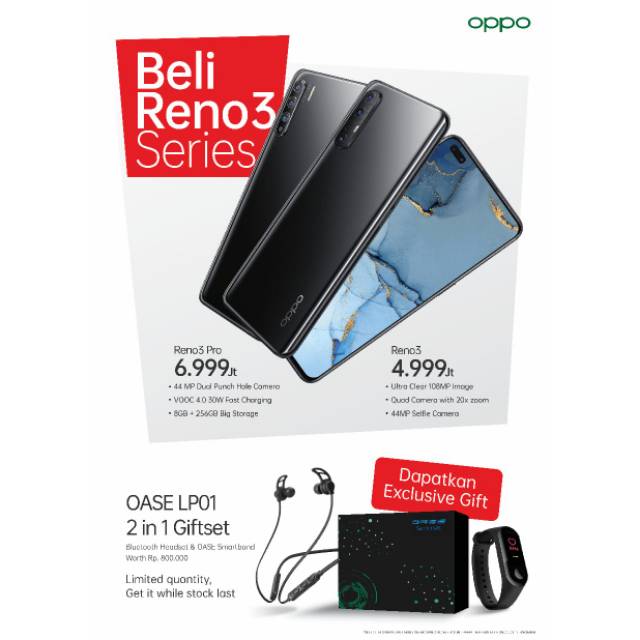 OPPO RENO 3 RAM 8/128 GB GARANSI RESMI NASIONAL INDONESIA 1 TAHUN