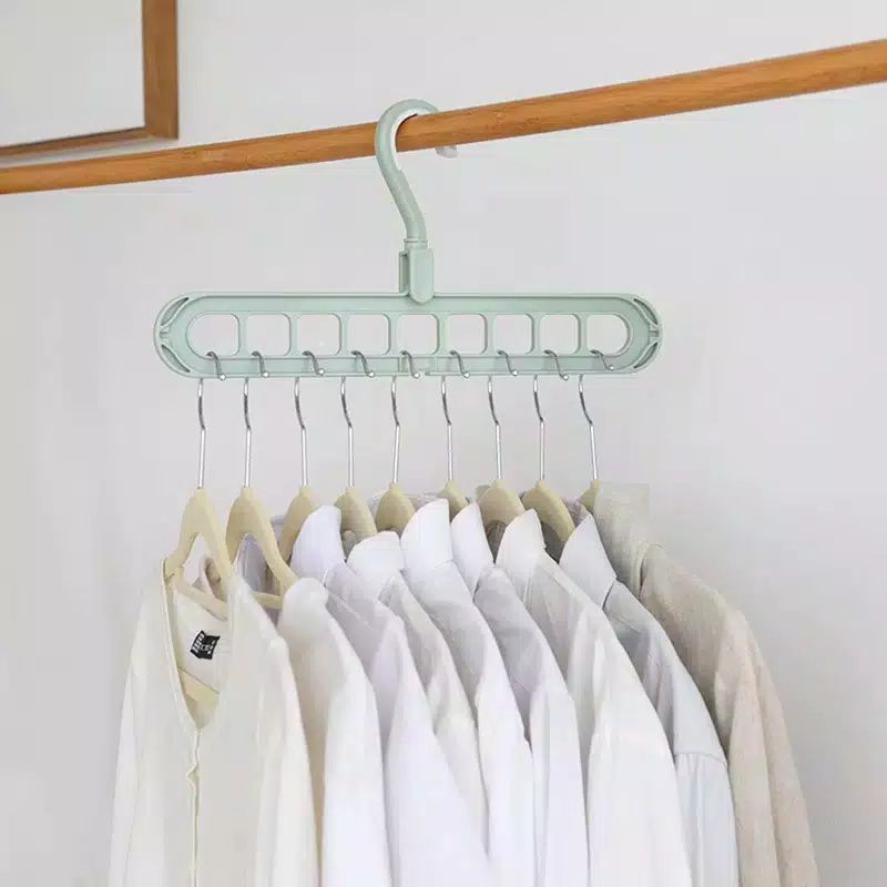 Laristerus79 Gantungan baju 9in1 serbaguna magic wonder foldable hanger 9 in 1 hanger baju portablee