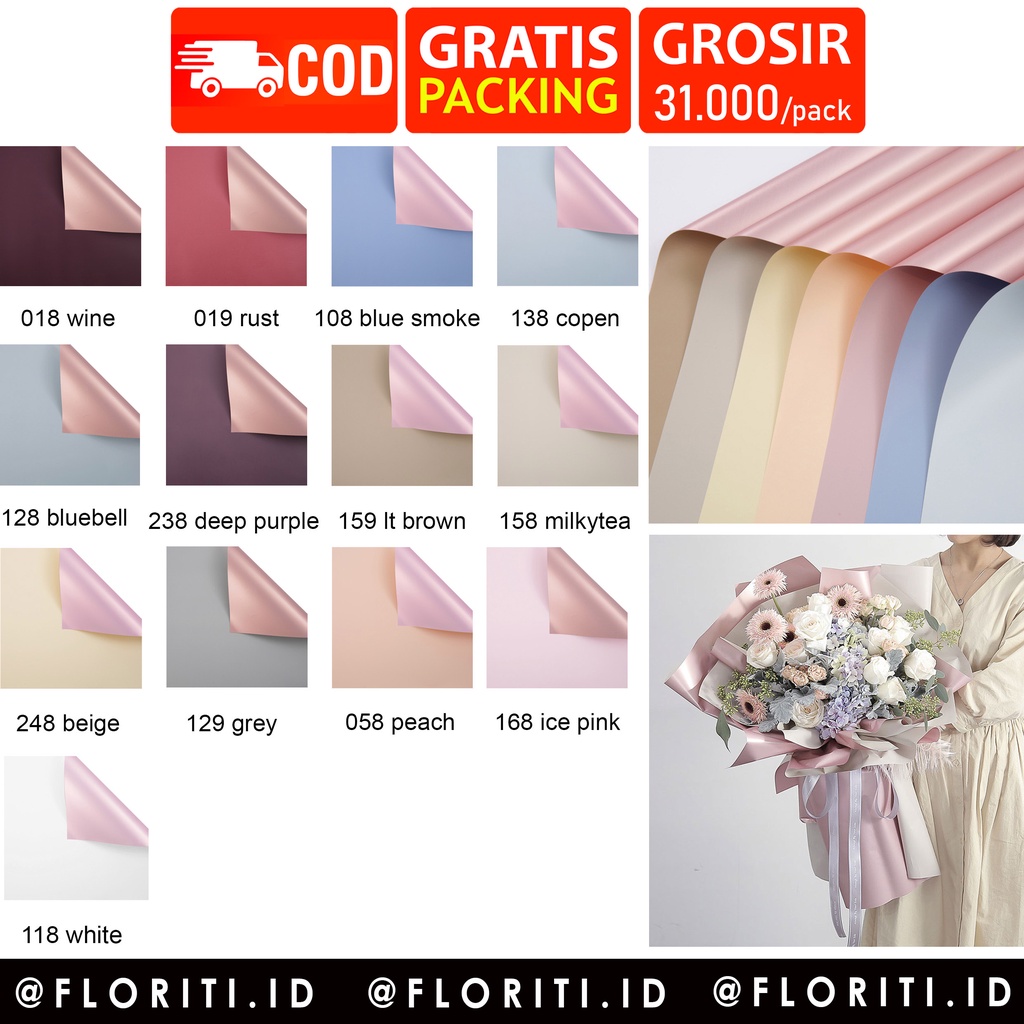 

(20 lembar) Kertas Buket Cellophane Bicolor Rosegold/Double Side