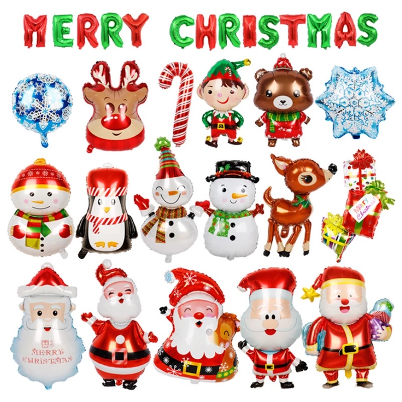 Merry Christmas Santa Claus Snowman Elk Foil Balloons / Christmas Party Decoration Balloons / New Year Home Decoration Party Supplie