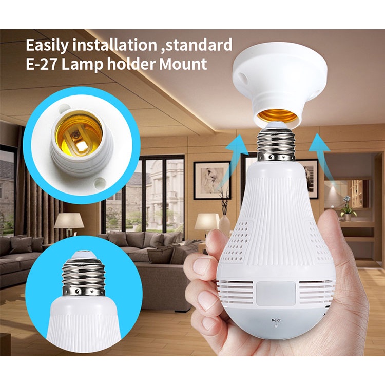 IP KAMERA CCTV LAMPU WIRELESS PANORAMA FISHEYE 360 ICSEE  (BOHLAM / BULB) App ICSEE