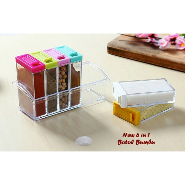 New 6in1 Tempat Bumbu (1 Set Isi 6 Botol bumbu &amp; 1 Holder Bumbu