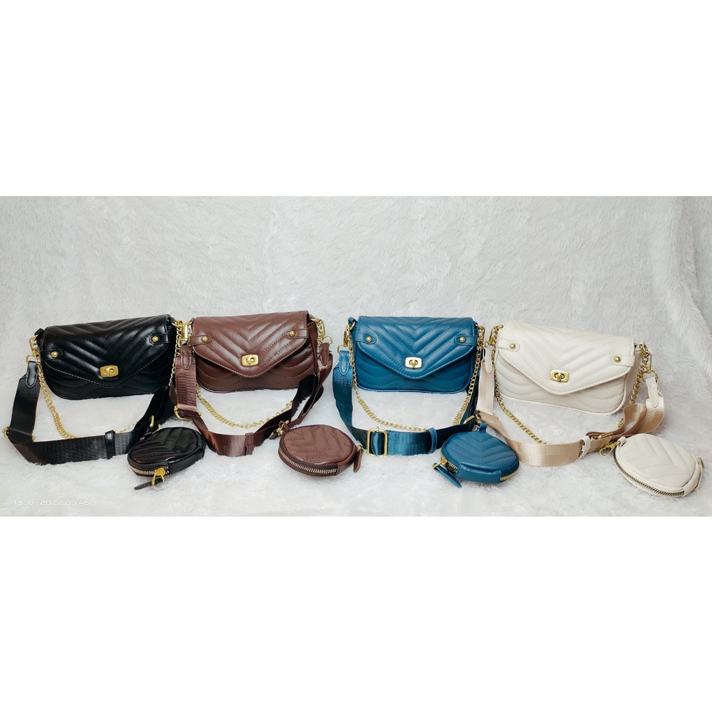 JK 945 1KG MUAT 2PCS TAS SELEMPANG WANITA IMPORT SET 2 IN 1 FREE POUCH Y56111 U4066 T857 E6613 Z2857  C8812