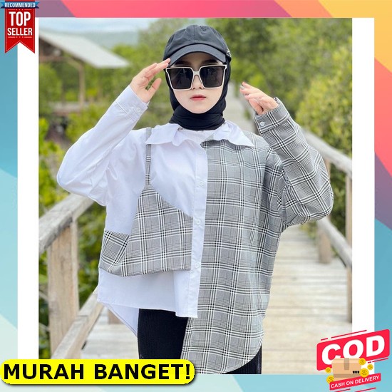 Baju Atasan Cewek Hijab Lengan Panjang Pakaian Fashion Wanita Hijab Kekinian Blouse Korean Style Mur