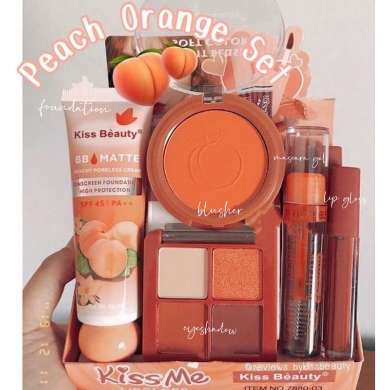 PAKET MAKE UP PEACH ORANGE LENGKAP 5IN1 PAKET PEACH