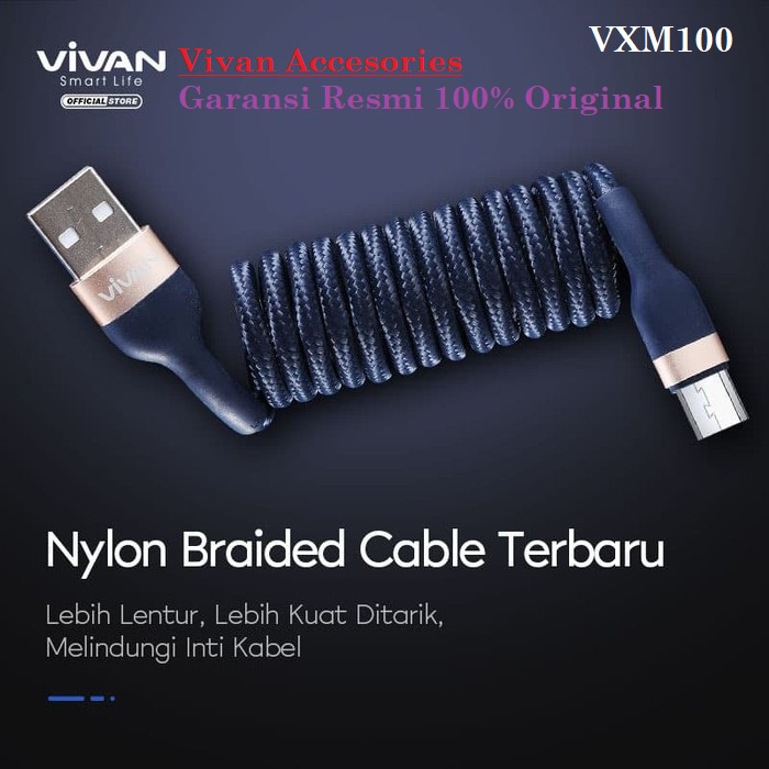 Vivan VXM100 Kabel Data Micro USB Android 1M Quick Charging 2.4A