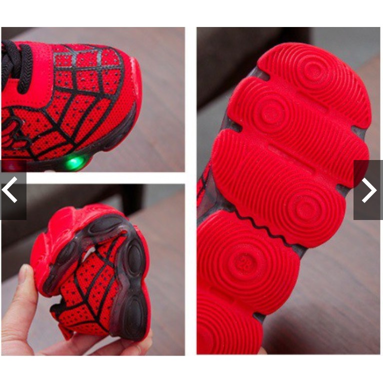 Sepatu Spiderman LED Sneakers Kids Shoes dengan Lampu LED Sepatu Anak