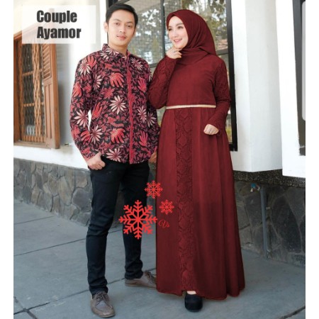 Gamis couple mama papa set pesta kondangan Baju Couple AGODA / Fashion Cople Modern Terbaru Couple