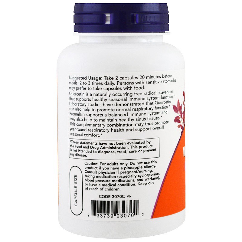Now Food Quercetin with Bromelain 120 Veg Now Quercetin Bromelain Ori USA