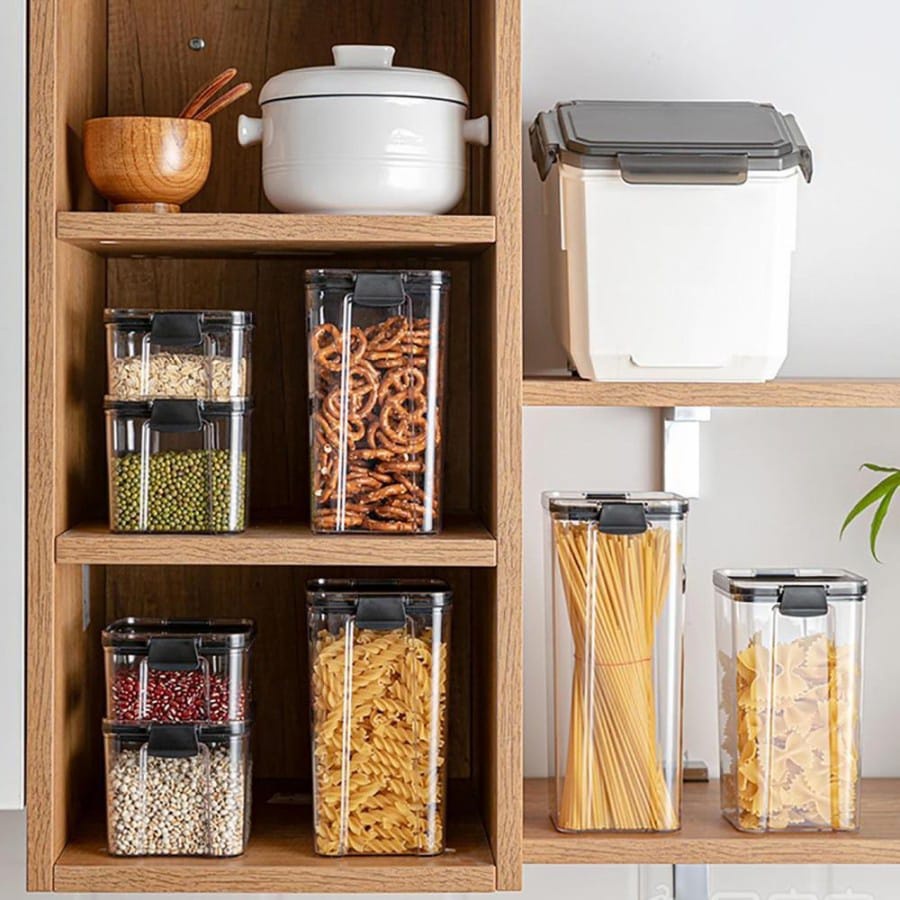Toples Kotak Bening Plastik Penyimpanan Makanan Kedap Udara Snack Cereal Kue Kering Nastar Food Storage Jar Container