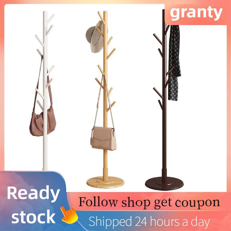Promo Granty Bedroom Hanger Clothes Rack Standing Wooden Floor QnJn09iyGdj6G