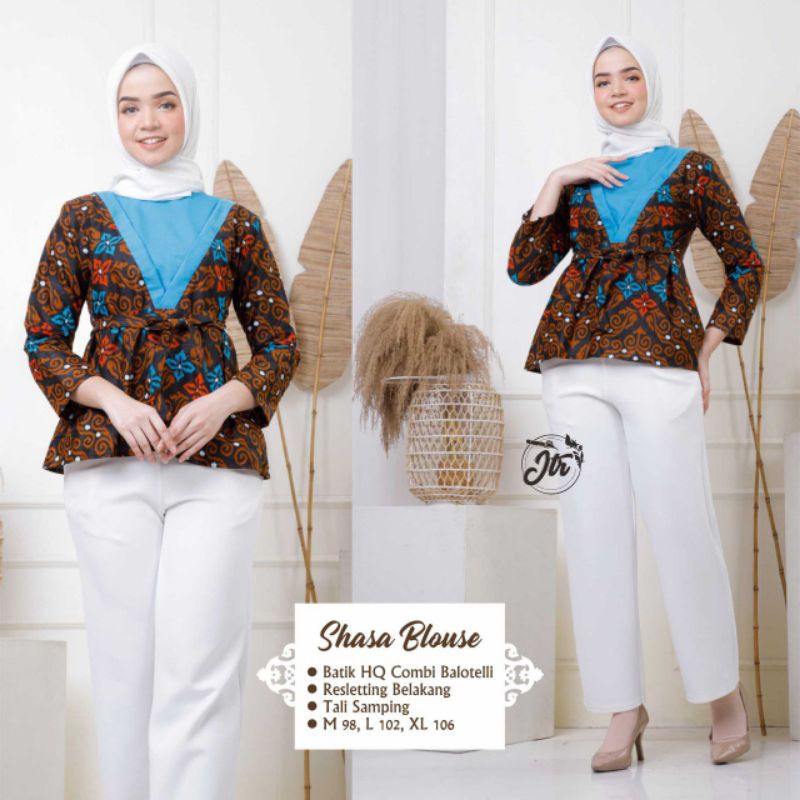 tey-17 Batik wanita ASJ SA HRB026 Kenongo Kemeja Tosca Pendek-Kode B