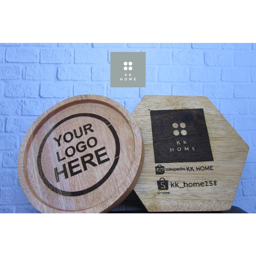 Tatakan Gelas Kayu Grafir Logo (Foto) / Coaster Kayu Grafir Logo (Foto)