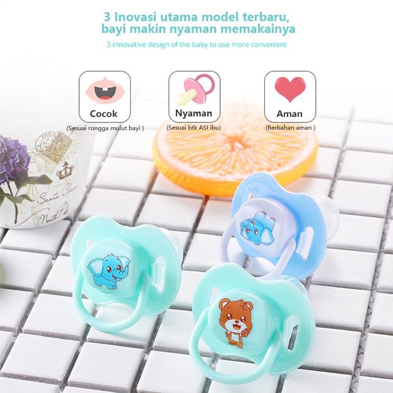 Empeng Dot Bayi silicon Dot Bayi datar Kompeng Bayi Food Grade Soother Baby Pacifier C27-28