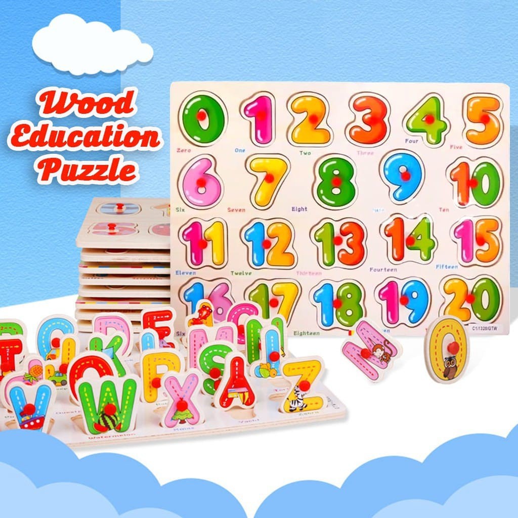 MAINAN PUZZLE KAYU BERGAMBAR MAINAN EDUKASI ANAK KIDS EDUCATION TOYS WOOD LETTERS