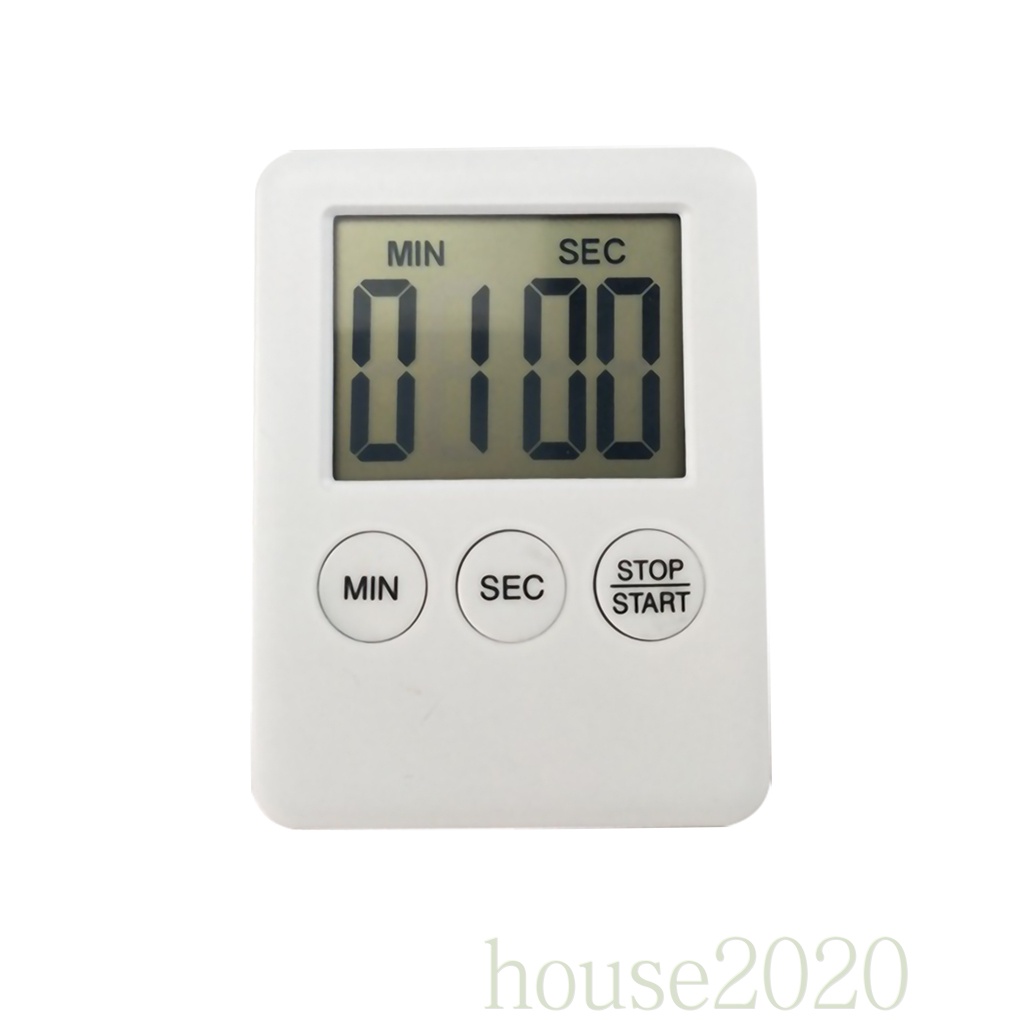 [HOUSE2020]Digital Cooking Timer LCD Display Baking Countdown Alarm Button Operation Kitchen Timer, White