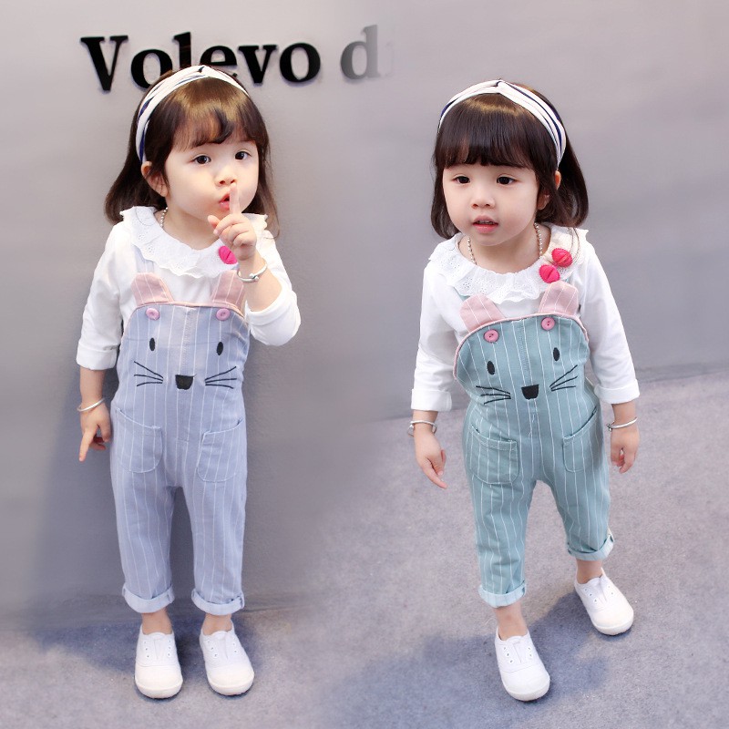 SSP39-Setelan Set Anak Perempuan Overall Jumpsuit Panjang Mice