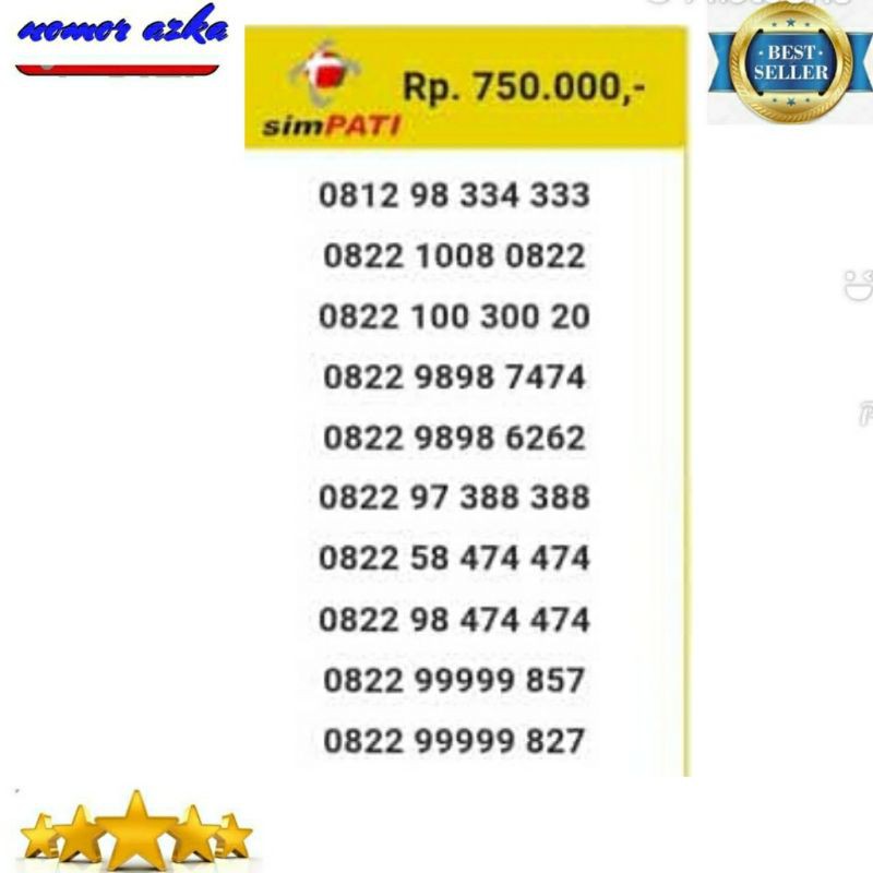 Nomor cantik simpati 0822 99999 731 seri Panca 99999 rapi Bsm03