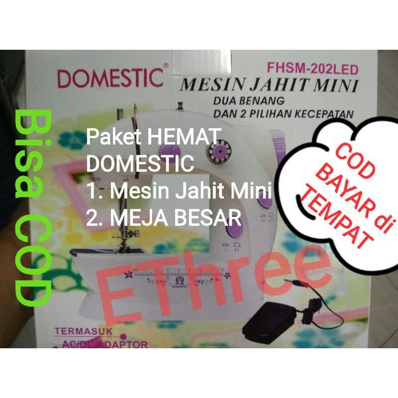 Mesin Jahit Mini Portabel Paket 2 in 1 DOMESTIC / ROBOTIC Garansi** +MEJA BESAR
