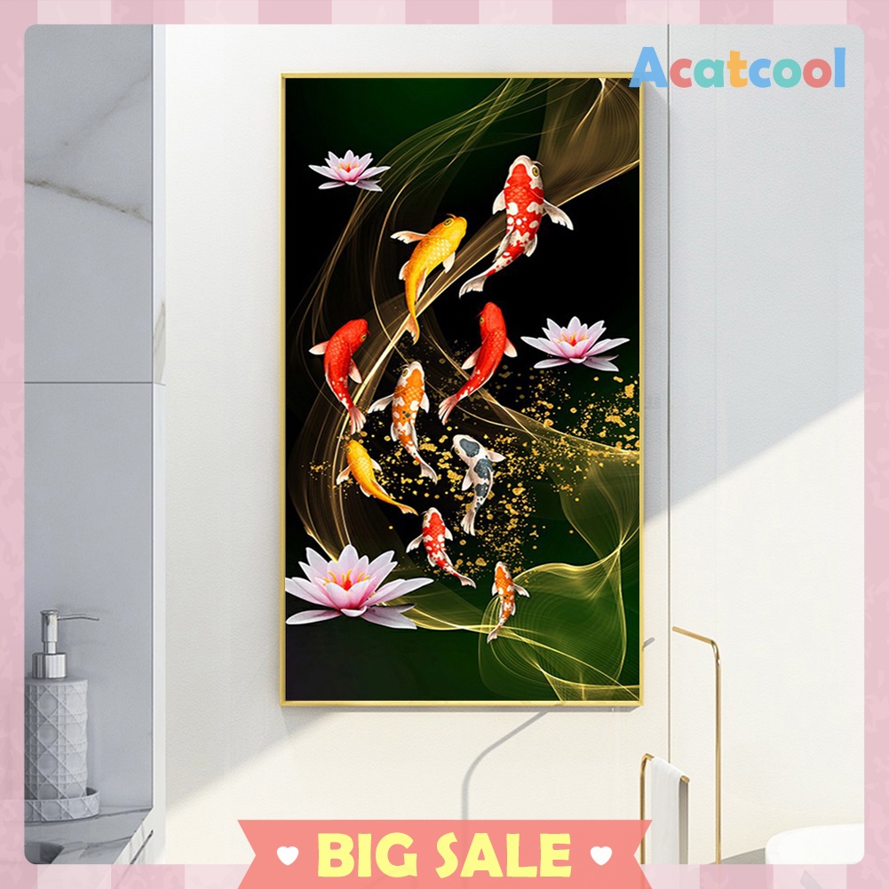 45x85cm Koi Fish Lotus Diamond Painting Full Round Drill Cross Stitch Kit