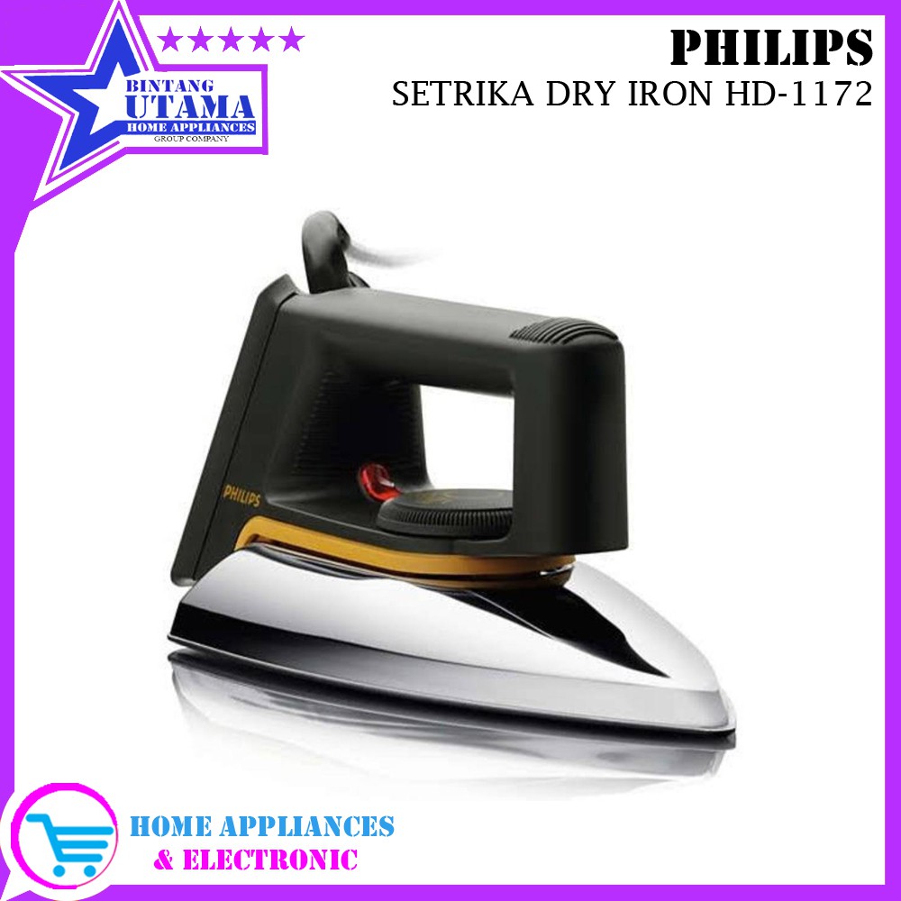 SETRIKA PHILIPS / DRY IRON HD1172 / HD-1172 / HD 1172 [350 WATT] (GARANSI RESMI) TERMURAH