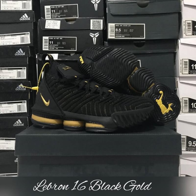 Lebron 16 Black Gold / Sepatu Basket Lebron james Hitam Emas