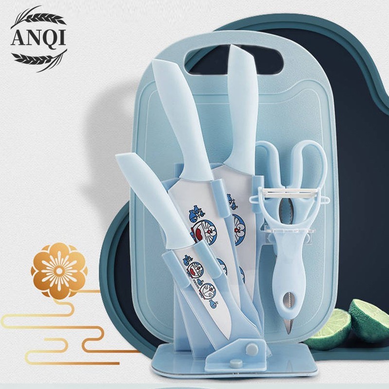 ANQI 1888 Pisau set 7 pcs warna tajam keramik dengan stand knife set 7 with holder Pisau Set 7 in 1