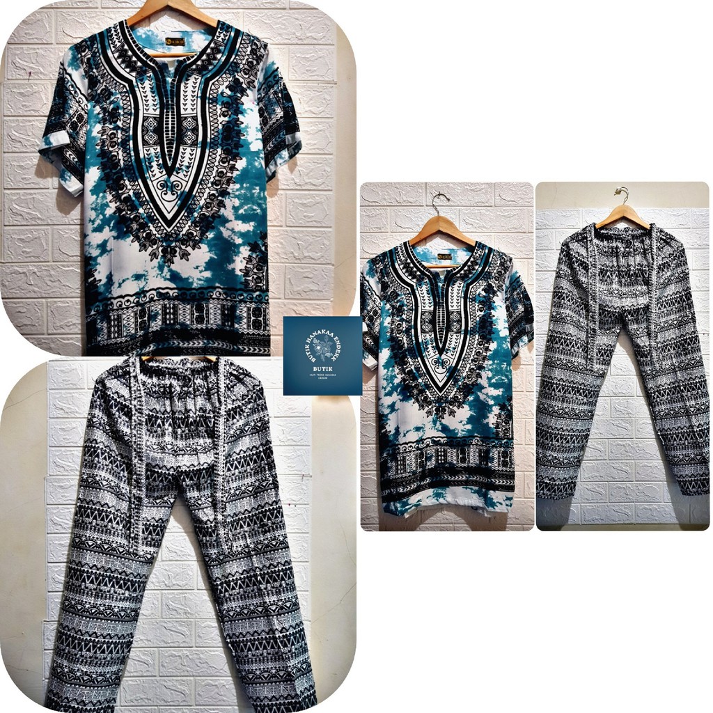 Set/Setelan Baju dan Celana Indie Bercak Fourtwentyy Pria/Wanita (Unisex) Bahan Katun Rayon - Baju Bali - Baju Dashiki - Baju Keren