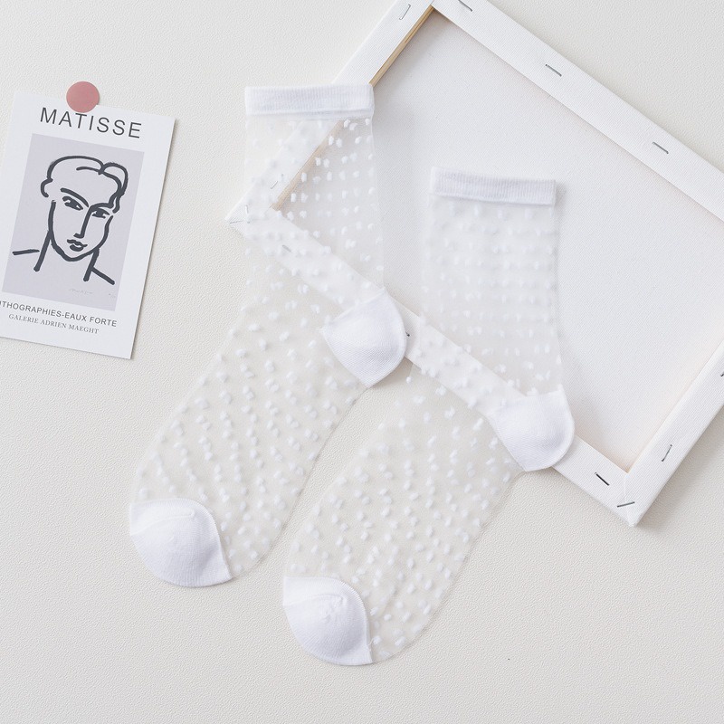 Kaos Kaki Transparan Bermotif Kaos Kaki Wanita Import Elegant Ankle Stocking KK-019-5
