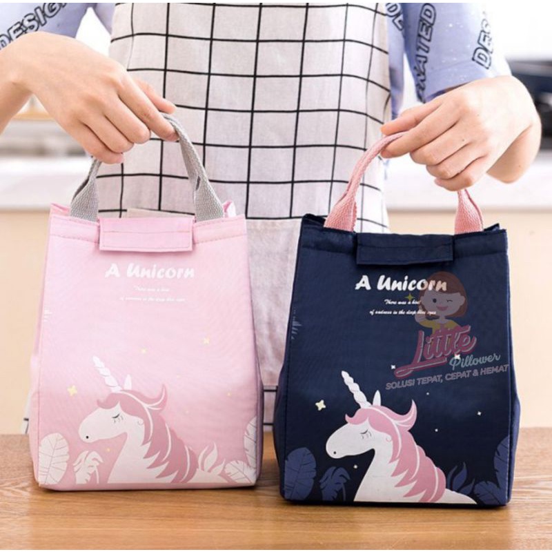 Tas Bekal Lunch Box Set Cooler Bag Unicorn Kotak Makan Termos Panas - Tas Bekal Anak - Tas Bekal Anti Panas