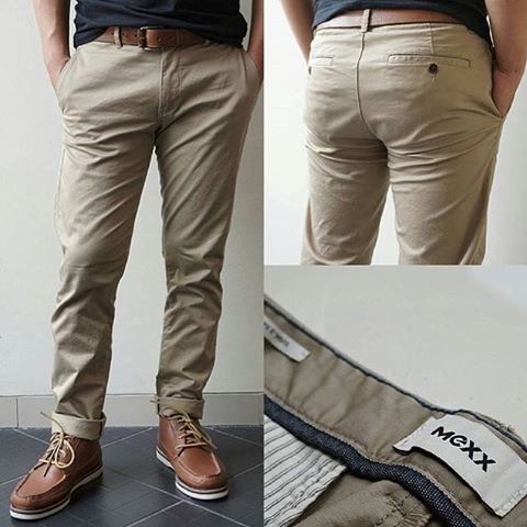 EXCLUSIVE Celana Panjang Mexx Solid Khaki SlimFit Chino Original LIMITED