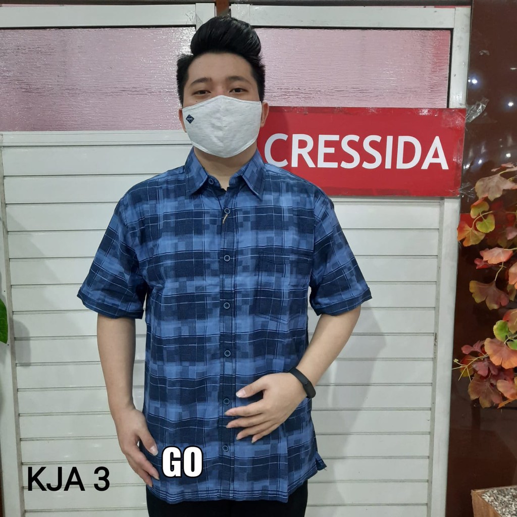 gos KJA CRESSIDA KEMEJA PRIA JUMBO Kemeja Casual Pakaian Pria Lengan Pendek