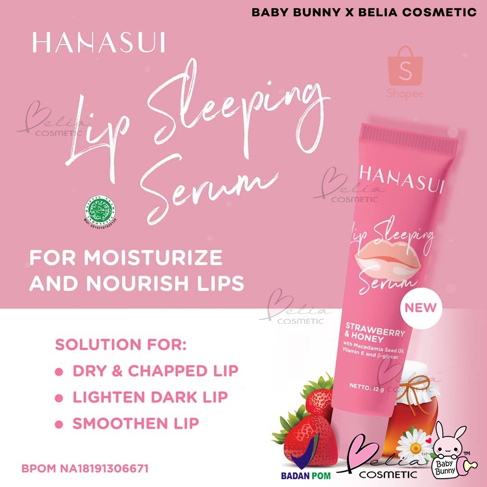 ❤ BELIA ❤ HANASUI Lip Sleeping Serum | Mask Bibir Strawberry (✔️BPOM) Halal