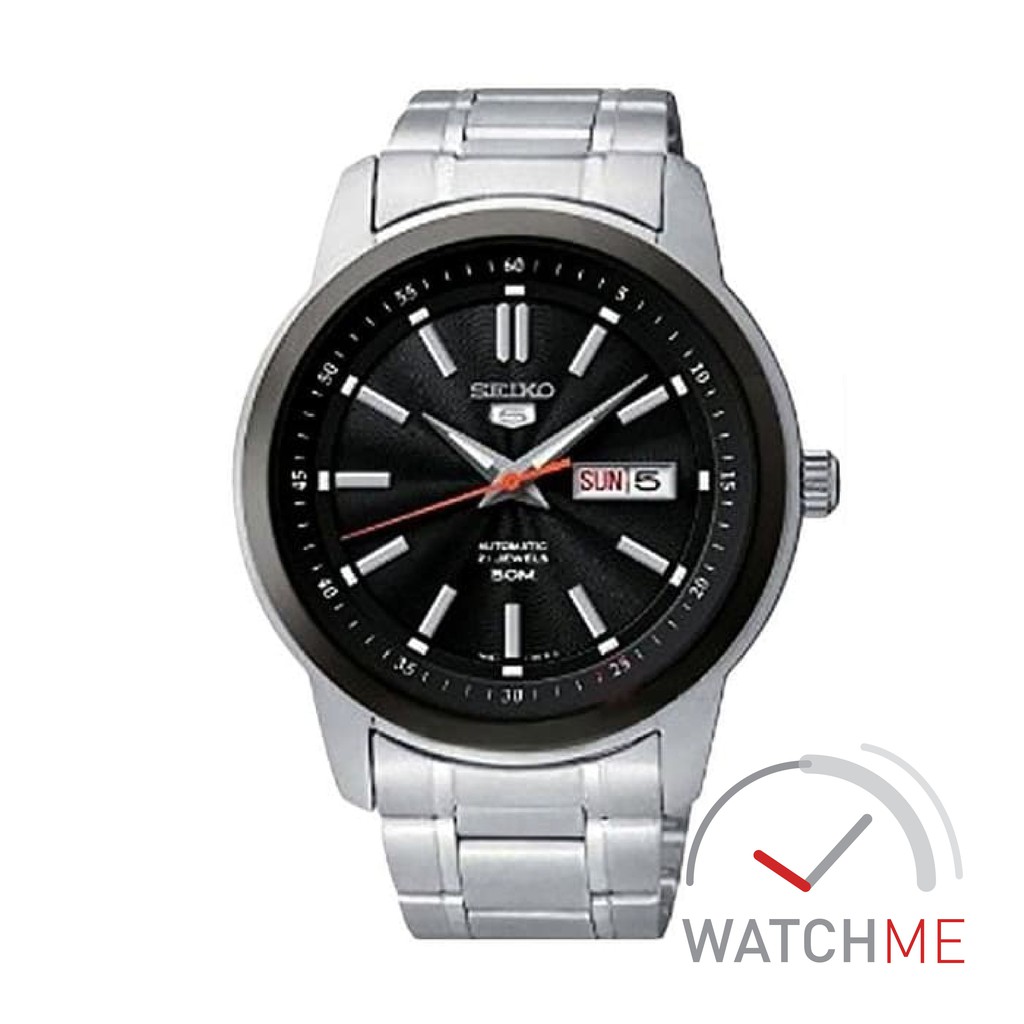 Jam Tangan Seiko 5 SNKM89K1 Automatic Black Dial 50m Stainless Steel Original Bergaransi