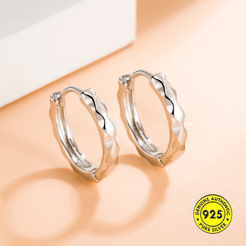 Anting Tusuk Sterling Silver 925 Bentuk Bulat Hias Berlian Imitasi Untuk Pria / Wanita