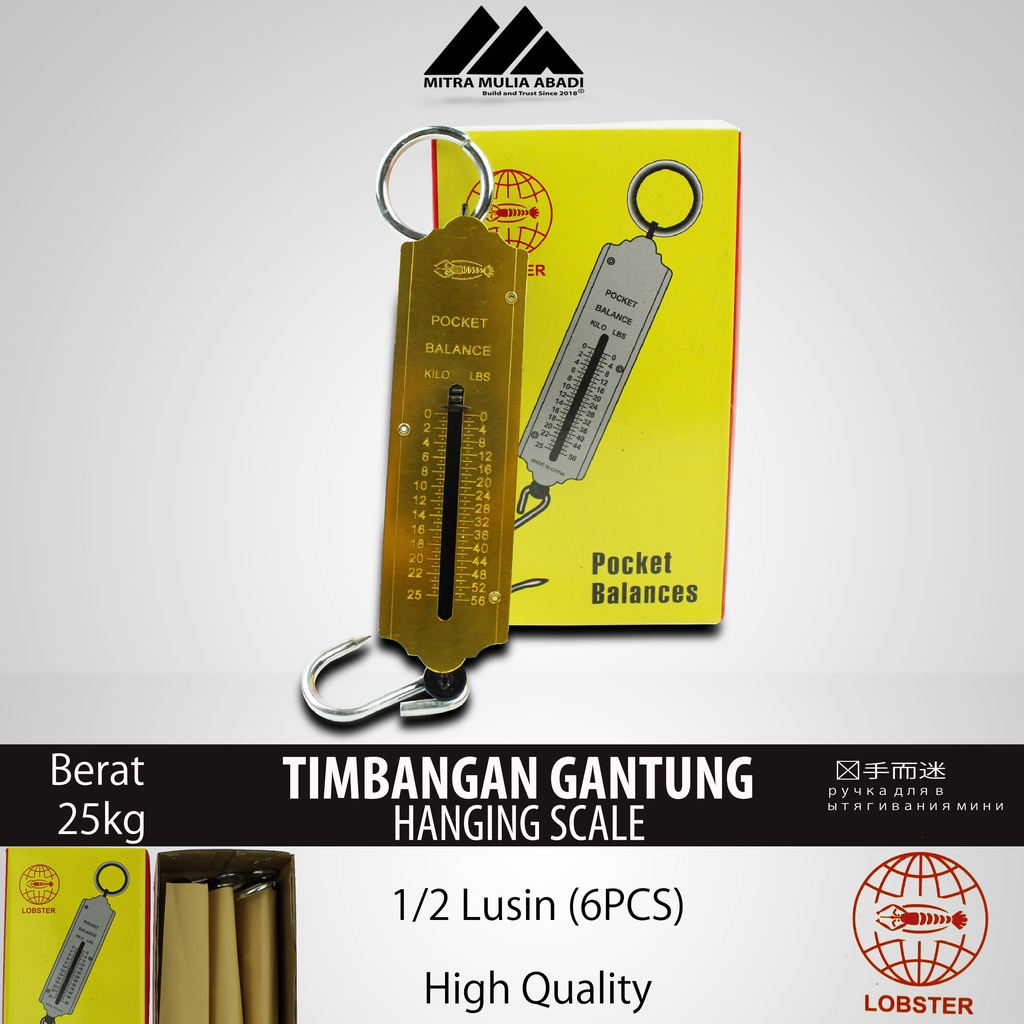 Paket 1/2 Lusin/6PCS TIMBANGAN TARIK-GANTUNG 25KG | 1Dus