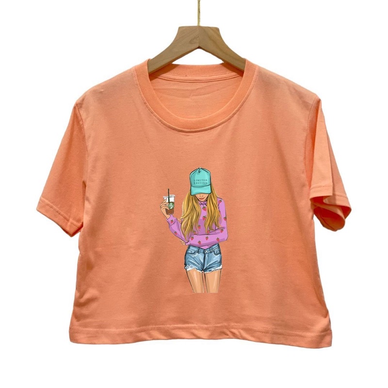 Crop top combed 30s motif girls