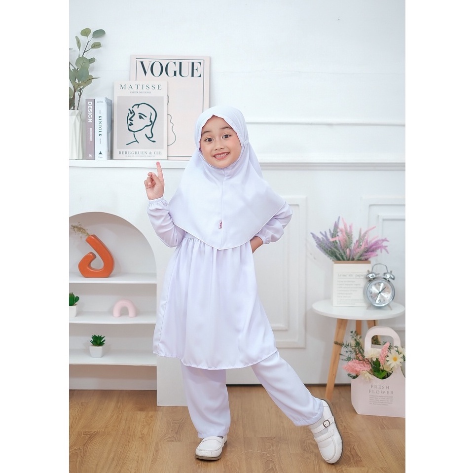 HAURA Baju Setelan Anak Putih Baju Manasik Baju Seragam