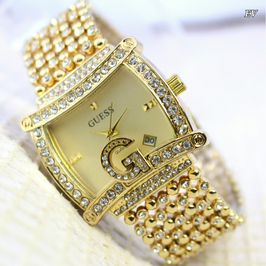 JAM TANGAN WANITA GUESS LAMPION GOLD