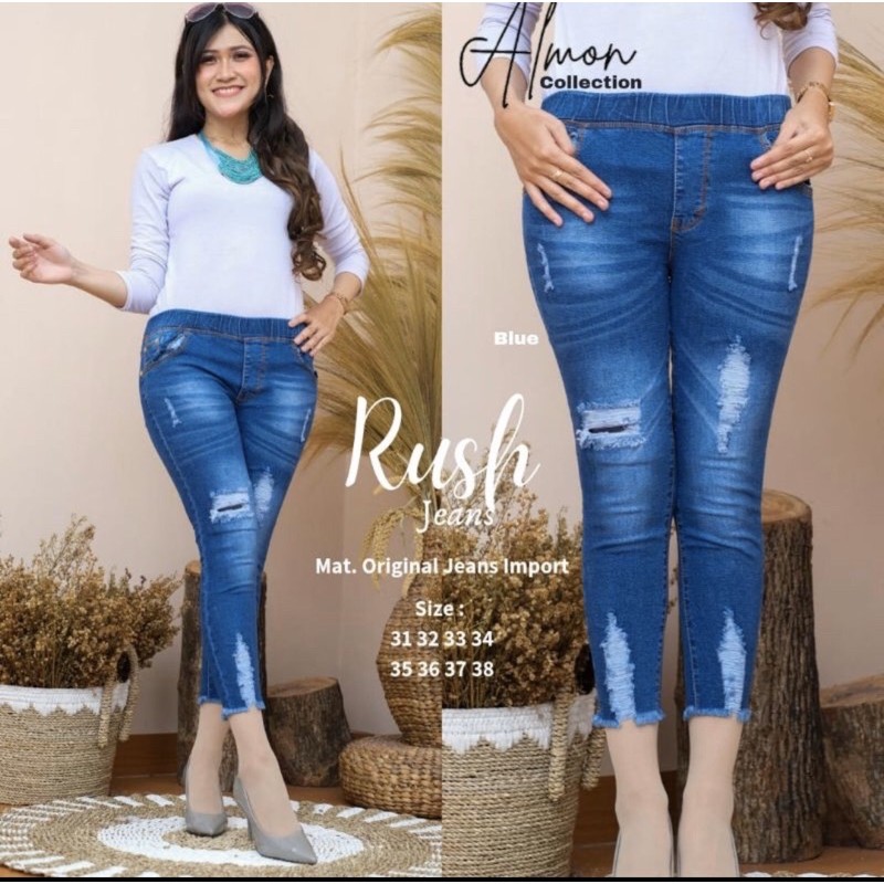 (27-38) Rush Jeans / Jeans 7/9 sobek tidak tembus