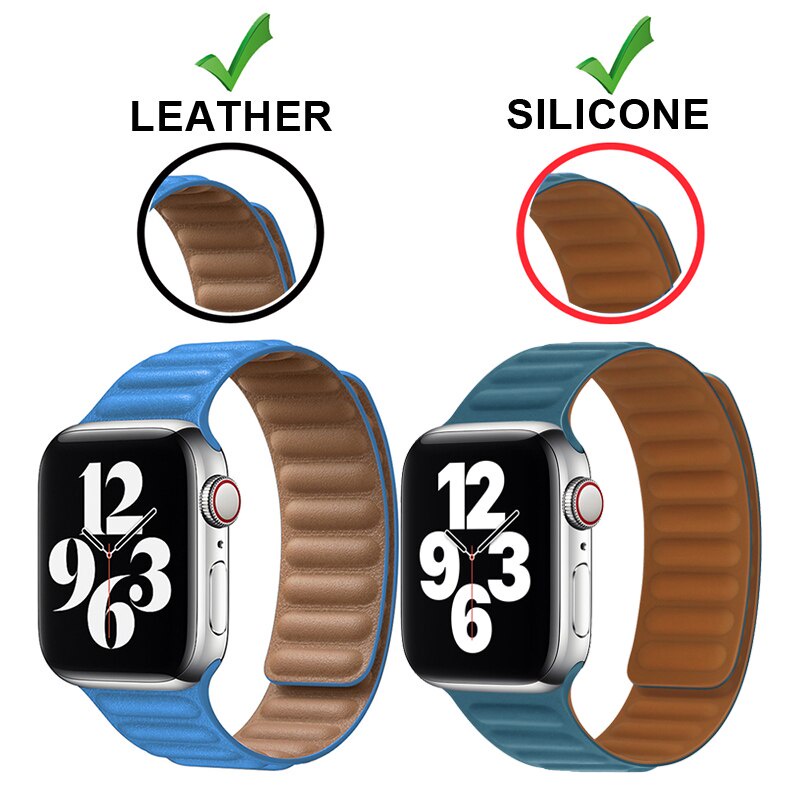 Strong Magnetic Lock Leather Strap for APPLE WATCH 7/SE/6/5/4/3/2/1 iWatch Genuine Leather Loop Band