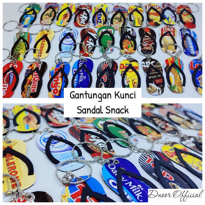 Gantungan Kunci Miniatur Sandal Snack / Sendal Jajan