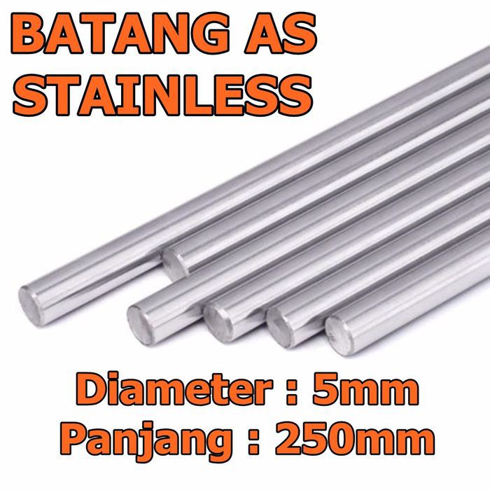 Batang AS STAINLESS SHAFT SMOOTH ROD HARD 5 mm x 250 mm SUS 304